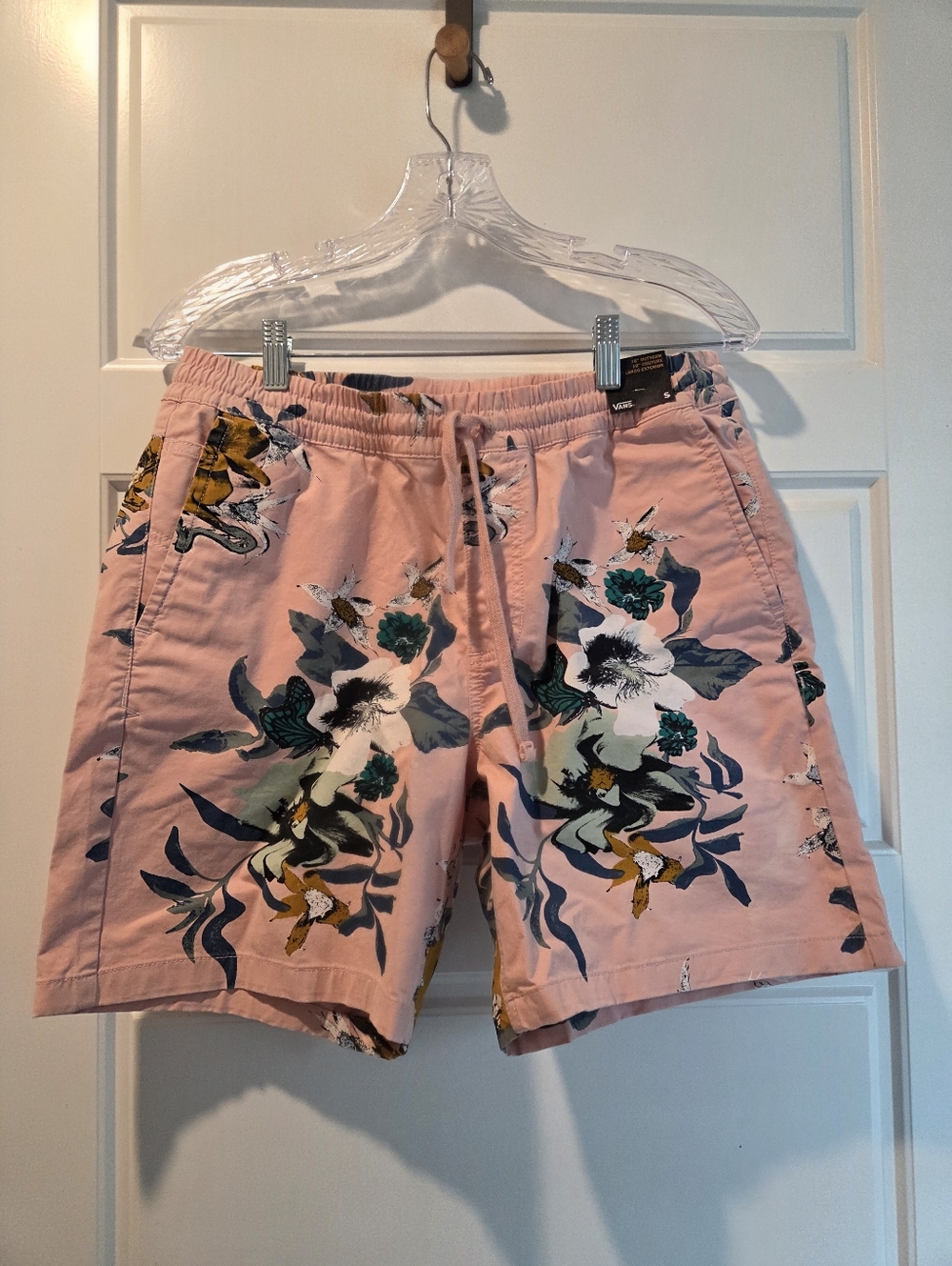 Vans Pink Floral Drawstring Bermudas Small Nwt